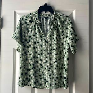 Ann Taylor | Mint Green Animal Spot Flutter Sleeve Blouse | Size SP